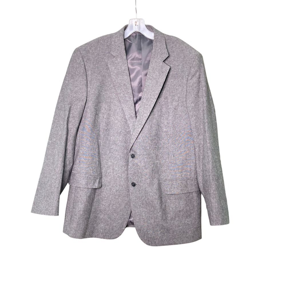 Stafford Linen‎ Cotton Blend Sport Coat Classic Fit Gray Double Vent (Size 46L)